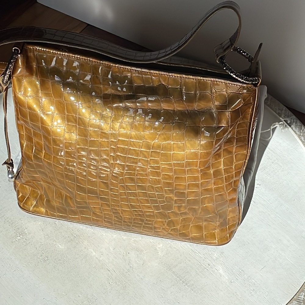 Brighton Gold Metallic Croc Shoulder Bag